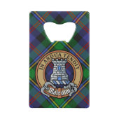 Clan Malcolm-Wappen über Tartan Geldbeutel Flaschenöffner (Vorderseite)