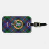 Clan Malcolm-Wappen über Tartan Gepäckanhänger (Vorderseite horizontal)