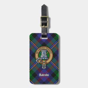 Clan Malcolm-Wappen über Tartan Gepäckanhänger
