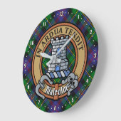 Clan Malcolm-Wappen über Tartan Große Wanduhr (Winkel)