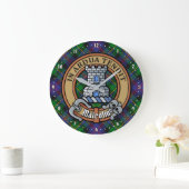 Clan Malcolm-Wappen über Tartan Große Wanduhr (Zuhause)