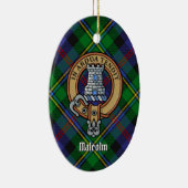 Clan Malcolm-Wappen über Tartan Keramik Ornament (Rechts)