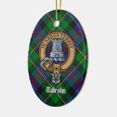 Clan Malcolm-Wappen über Tartan Keramik Ornament (Links)