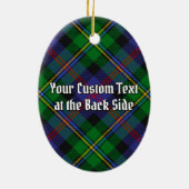 Clan Malcolm-Wappen über Tartan Keramik Ornament (Hinten)
