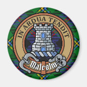 Clan Malcolm-Wappen über Tartan Magnet (Vorne)