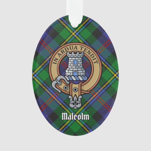 Clan Malcolm-Wappen über Tartan Ornament (Vorderseite)