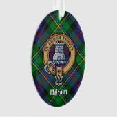 Clan Malcolm-Wappen über Tartan Ornament (Vorderseite)