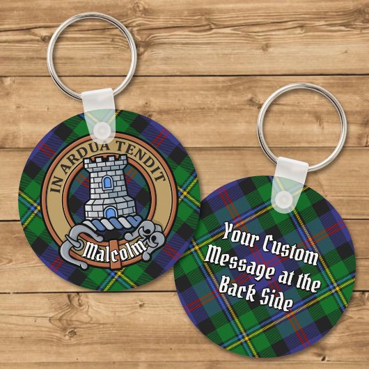 Clan Malcolm-Wappen über Tartan Schlüsselanhänger