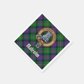 Clan Malcolm-Wappen über Tartan Serviette (Ecke)