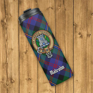 Clan Malcolm-Wappen über Tartan Thermosbecher
