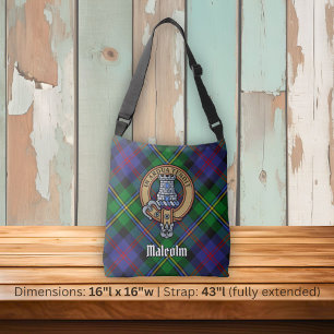 Clan Malcolm-Wappen über Tartan Tragetaschen Mit Langen Trägern