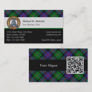 Clan Malcolm-Wappen über Tartan Visitenkarte