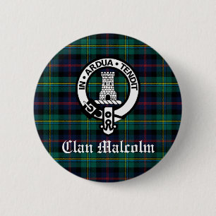 Clan Malcolm Wappenabzeichen und Tartan Button