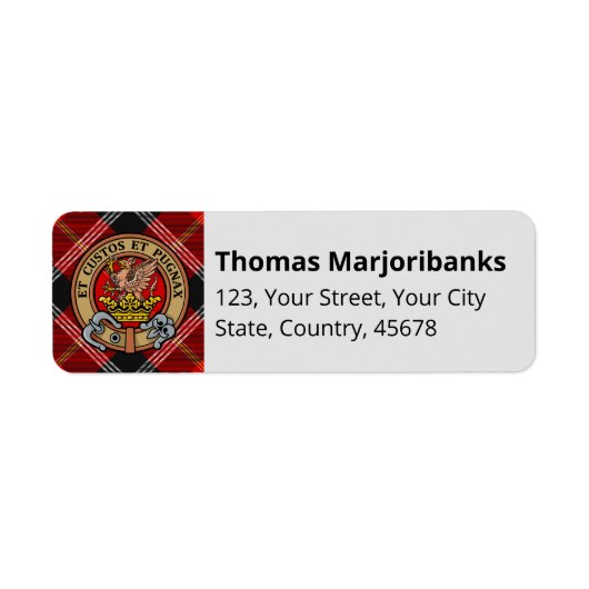 Clan Marjoribanks Wappen über Tartan (Vorne)