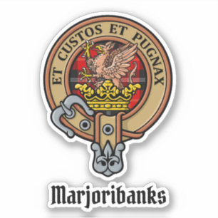 Clan Marjoribanks Wappen über Tartan Aufkleber