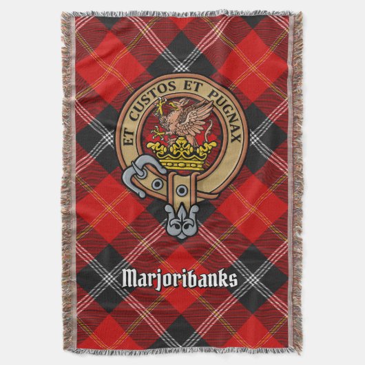 Clan Marjoribanks-Wappen über Tartan Decke (Vorderseite Vertikal)