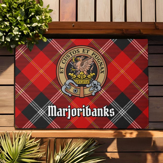 Clan Marjoribanks Wappen über Tartan Fußmatte (Von Creator hochgeladen)