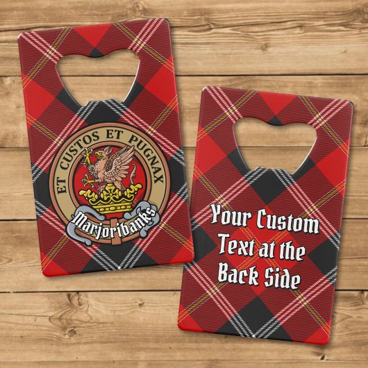 Clan Marjoribanks Wappen über Tartan Geldbeutel Flaschenöffner