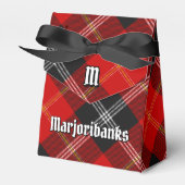 Clan Marjoribanks Wappen über Tartan Geschenkschachtel (Vorderseite)