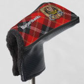 Clan Marjoribanks Wappen über Tartan Golf Headcover (3/4 Vorderseite)
