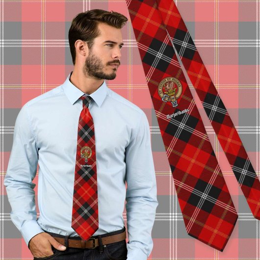 Clan Marjoribanks Wappen über Tartan Krawatte