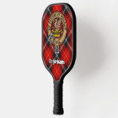 Clan Marjoribanks-Wappen über Tartan Pickleball Schläger (Links)