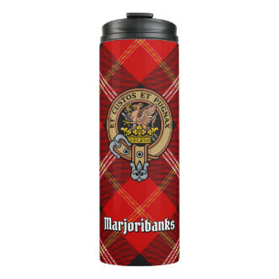 Clan Marjoribanks Wappen über Tartan Thermosbecher