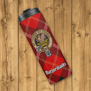 Clan Marjoribanks Wappen über Tartan Thermosbecher
