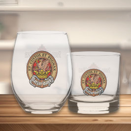 Clan Marjoribanks Wappen über Tartan Whiskyglas