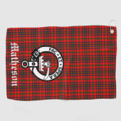 Clan Matheson Wappen Abzeichen und Tartan Golfhandtuch (Horizontal)