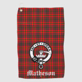 Clan Matheson Wappen Abzeichen und Tartan Golfhandtuch (Vorderseite)