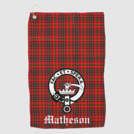 Clan Matheson Wappen Abzeichen und Tartan Golfhandtuch