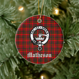 Clan Matheson Wappen Abzeichen und Tartan Keramik Ornament