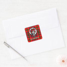 Clan Matheson Wappen Abzeichen und Tartan Quadratischer Aufkleber