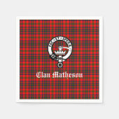 Clan Matheson Wappen Abzeichen und Tartan Serviette (Vorderseite)