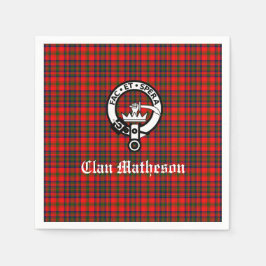 Clan Matheson Wappen Abzeichen und Tartan Serviette
