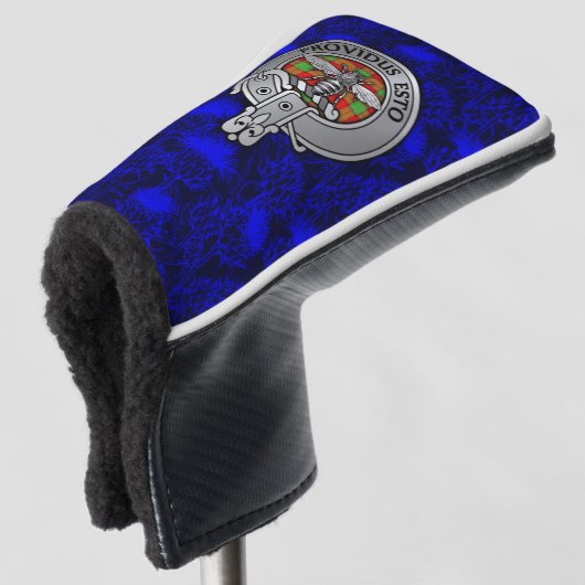 Clan Maxton Wappen & Tartan auf Thistle Golf Headcover (3/4 Vorderseite)
