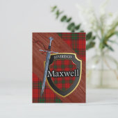 Clan Maxwell Tartan Sword & Shield Postkarte (Stehend Vorderseite)