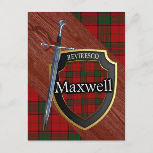 Clan Maxwell Tartan Sword & Shield Postkarte