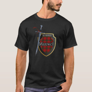Clan-Maxwelltartan-schottisches Schild u. Klinge T-Shirt