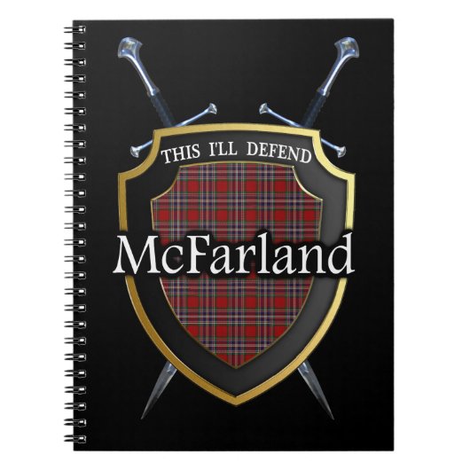Clan McFarland MacFarlane Tartan-Schild u. Notizblock (Vorderseite)