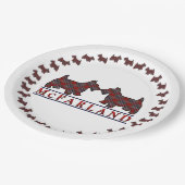 Clan McFarland MacFarlane Tartanscottie-Hunde Pappteller (Schrägansicht)