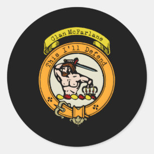 Clan Mcfarlane Scottish Surname Abzeichen Wappen Runder Aufkleber