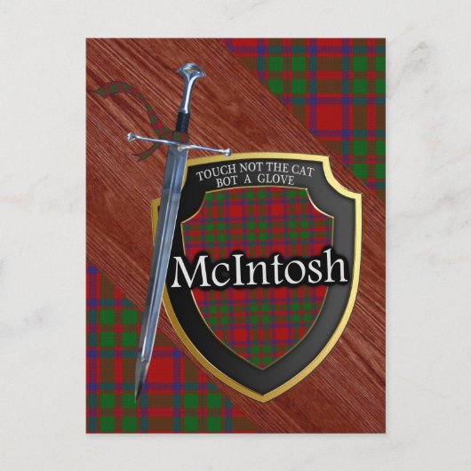Clan McIntosh Tartan Sword & Shield Postkarte (Vorderseite)