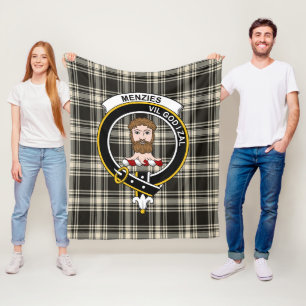 Clan Menzies Black & White Ancient Tartan Kariert Fleecedecke