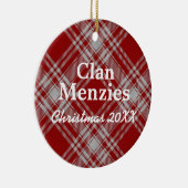 Clan Menzies Scottish Red White Tartan Keramikornament (Rechts)