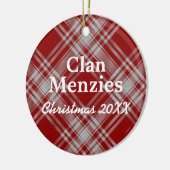 Clan Menzies Scottish Red White Tartan Keramikornament (Links)