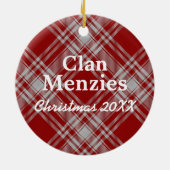 Clan Menzies Scottish Red White Tartan Keramikornament (Hinten)