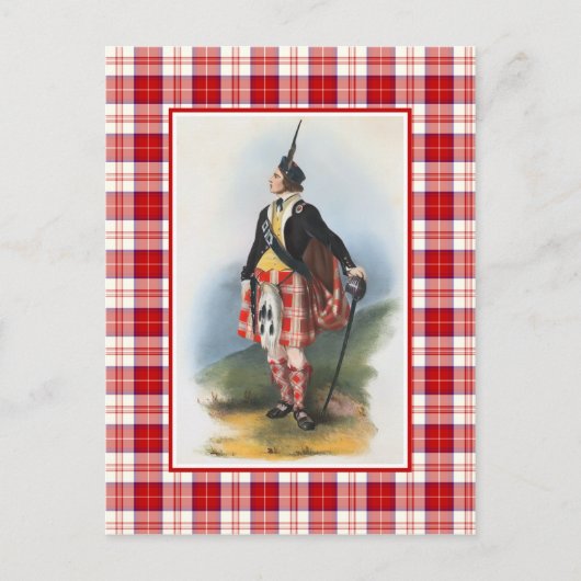 Clan Menzies Vintag Illustration Tartan Frame Postkarte (Vorderseite)