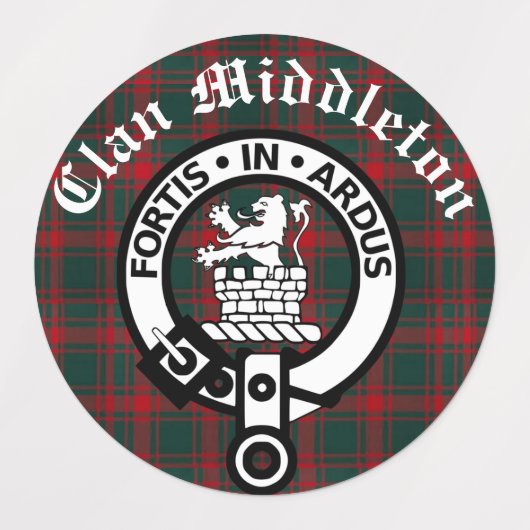 Clan Middleton Wappen Abzeichen und Tartan Etiketten (Design 1)